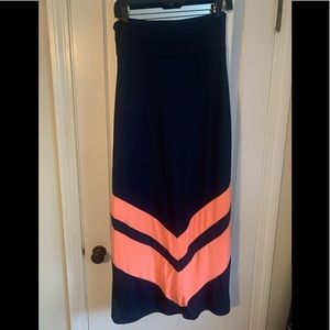 Navy and coral maxi skirt